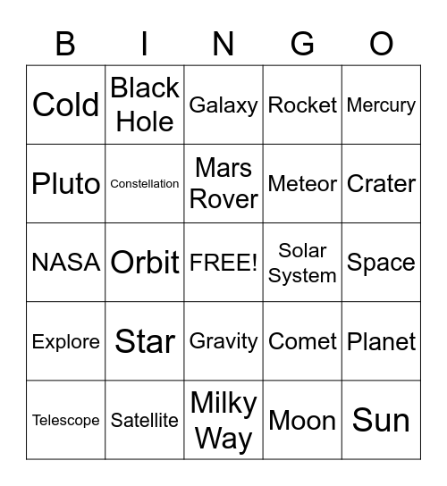 Space Bingo Card