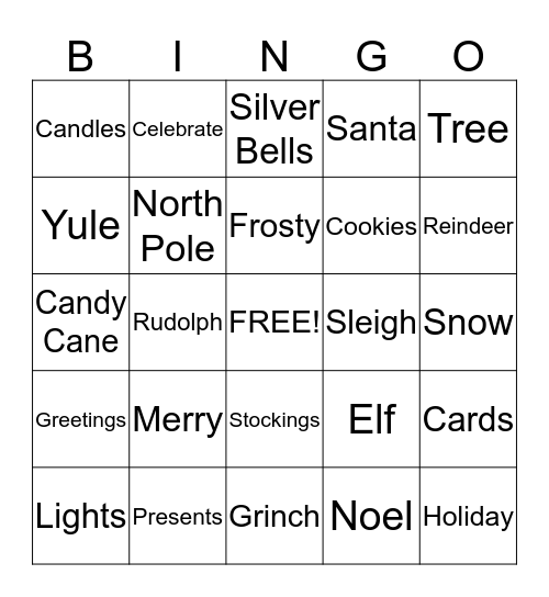 Holiday Bingo Card