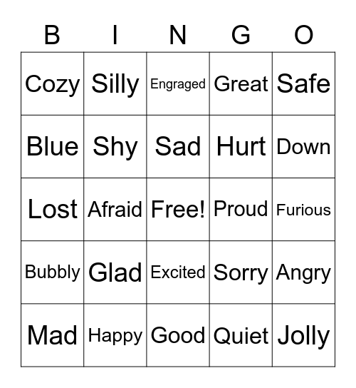 Feelings Bingo Card