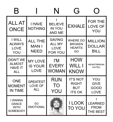 ALL ABOUT WHITNEY Bingo Card