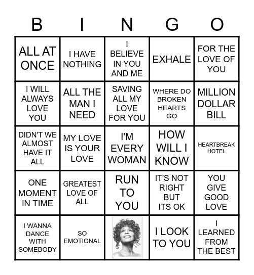 ALL ABOUT WHITNEY Bingo Card