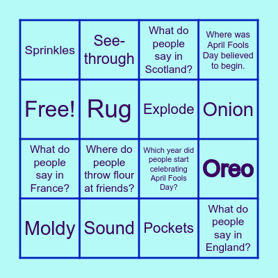 April Fools Day Challenge Bingo Card