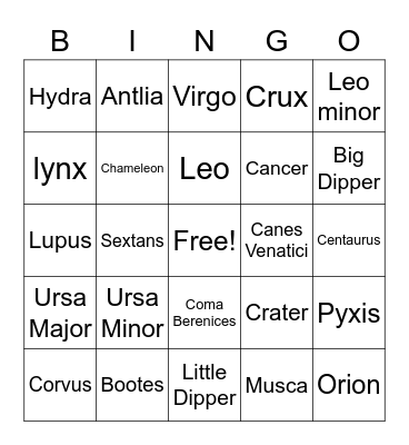 Lyrid Shower Bingo Card
