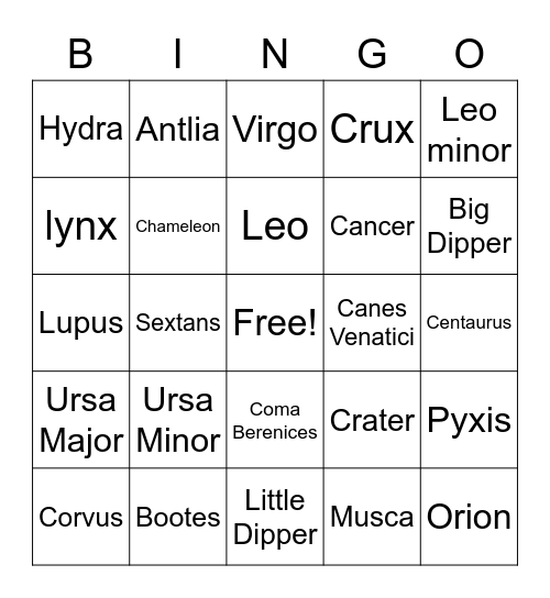 Lyrid Shower Bingo Card