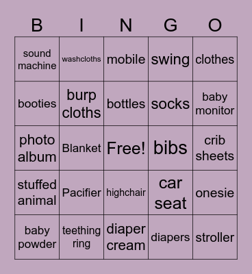 BABY SHOWER BINGO Card