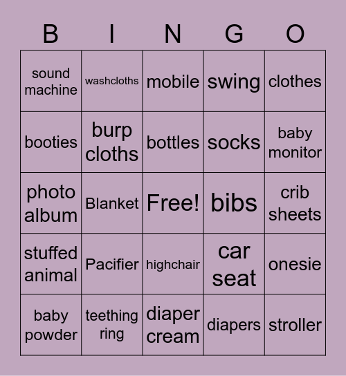 BABY SHOWER BINGO Card