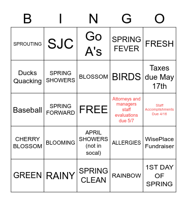 SPRING-O Bing-O Don't Flake on Spring Break Bingo Card