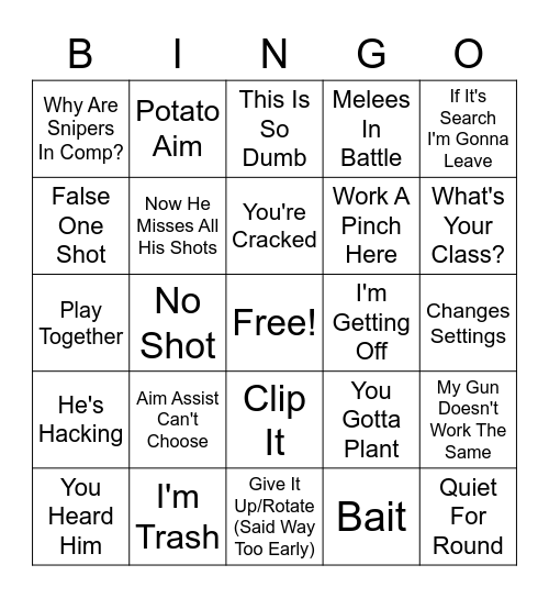 Cade Bingo Card