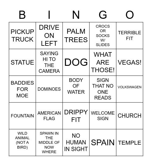 GEO GUESSER Bingo Card