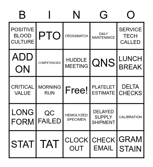 LAB WEEK BINGO Card