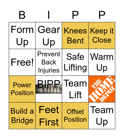 Back Injury Prevention Bingo @ 4723 Bingo Card