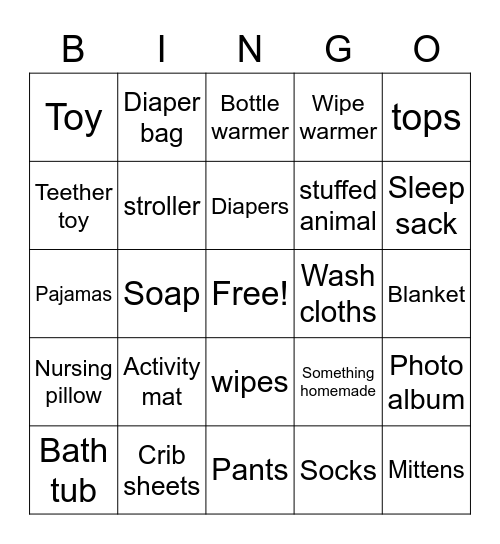 Baby A's Present Bingo Card