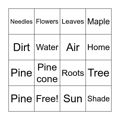 TREE BINGO Card