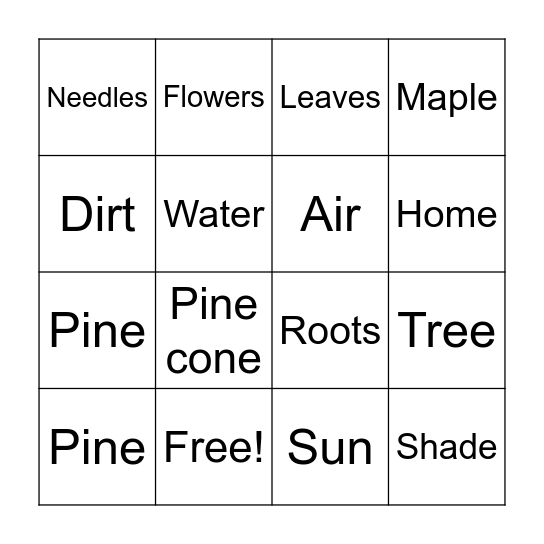 TREE BINGO Card