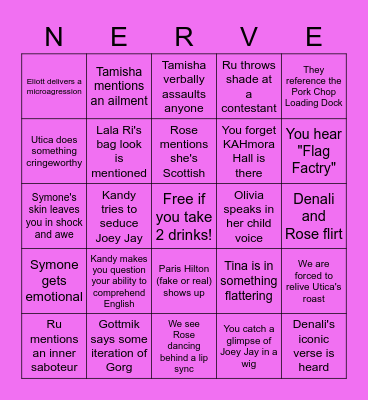 Drag Race Reunion Bingo Card