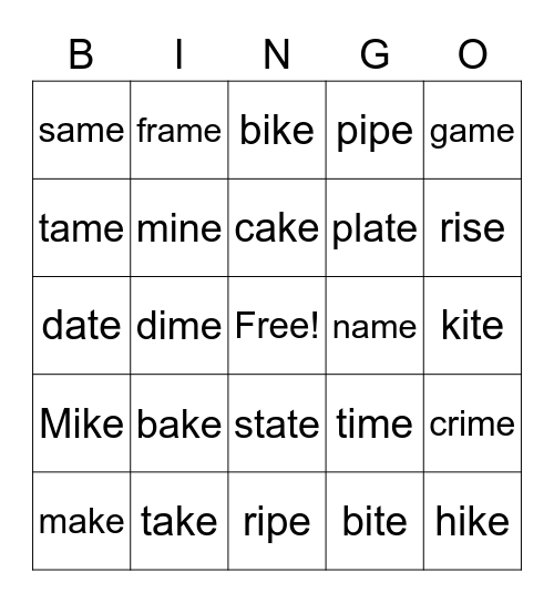 APRIL LONG A AND I Bingo Card
