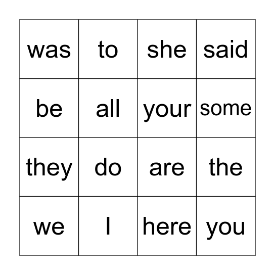 Jolly Phonics II Unit 5 Bingo Card