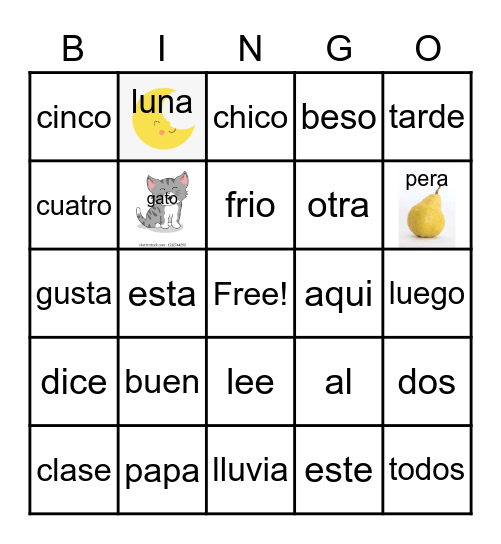 Meehan's Kindergarten Bingo Card