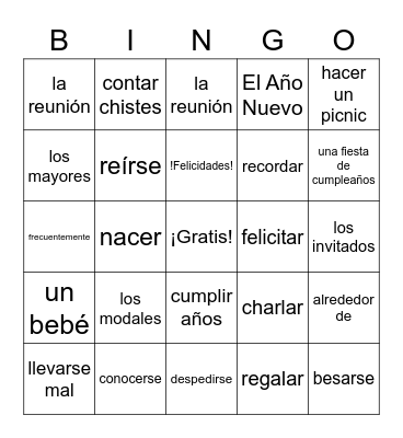 Celebrando los Días Festivos Bingo Card