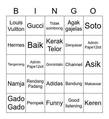 JOHNNYSrbl BAKER Bingo Card