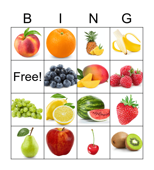 Fruits Bingo Card