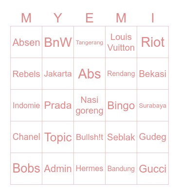 BINGO Card