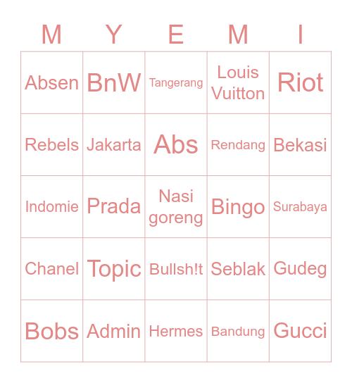 BINGO Card