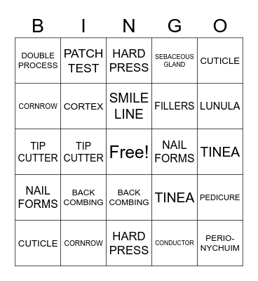 Cosmetology Vocab Bingo! Bingo Card