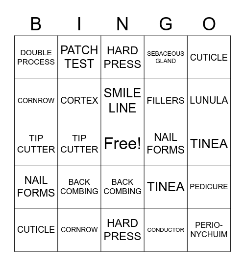 Cosmetology Vocab Bingo! Bingo Card