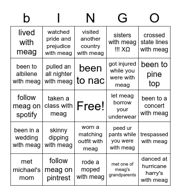 Banner 2 Cotter <3 Bingo Card