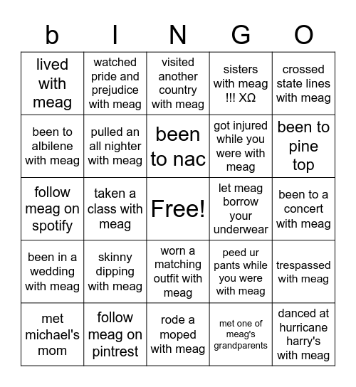 Banner 2 Cotter <3 Bingo Card
