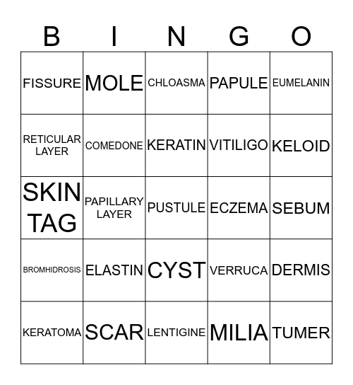 SKIN & DISEASES Bingo Card