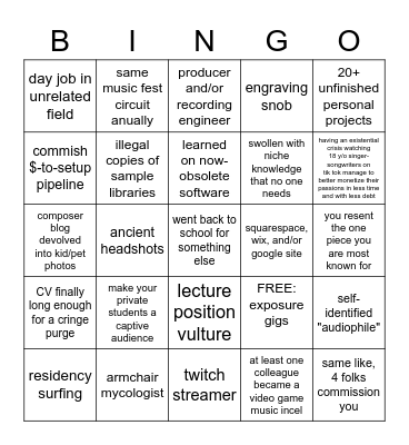 "professional" composer bingo Card