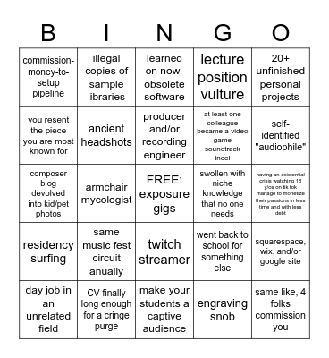"professional" composer bingo Card