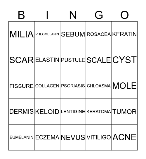 SKIN & DISEASES Bingo Card