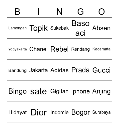 Untitled Bingo Card