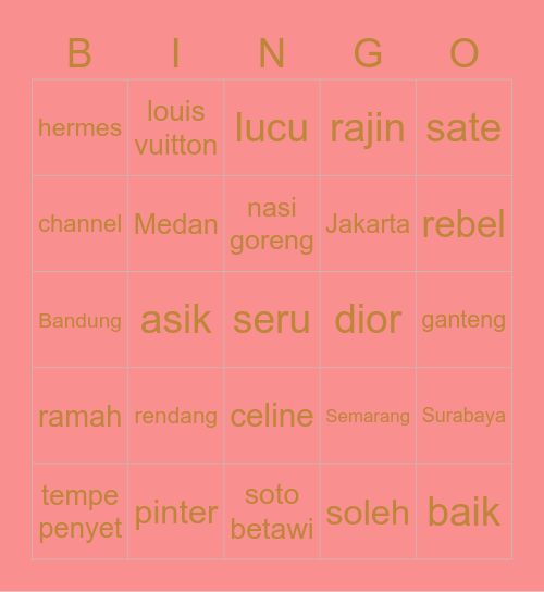 ROSIE Bingo Card