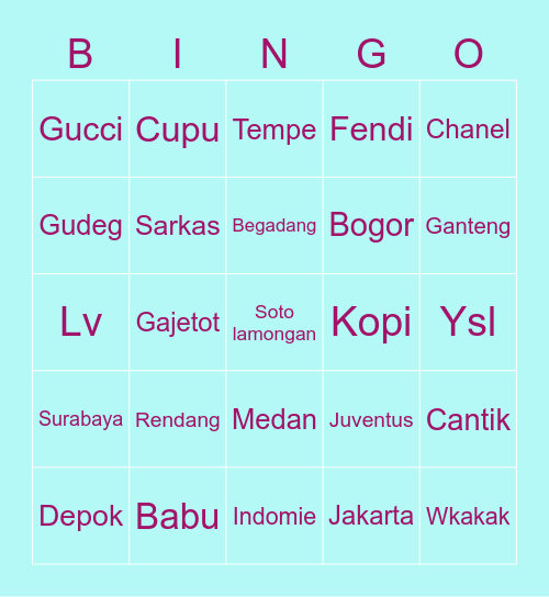 lulu Bingo Card