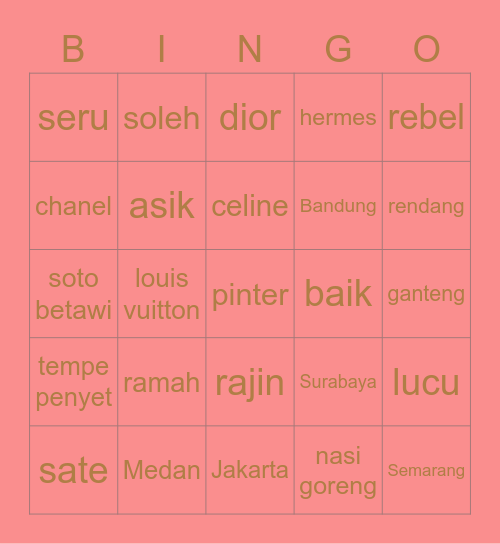 Rosie Bingo Card