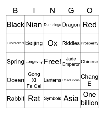 Happy Lunar New Year! Bingo Card