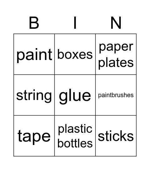 Recycle Bingo Card