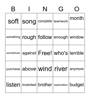 High Frequency Words Week 1 + 2 Bingo Card
