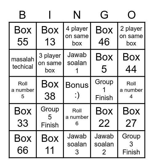 Ular Tangga Bingo Card