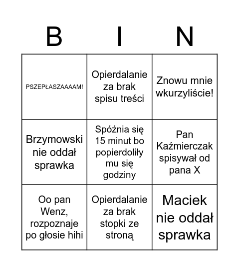 TPS BINGO Card