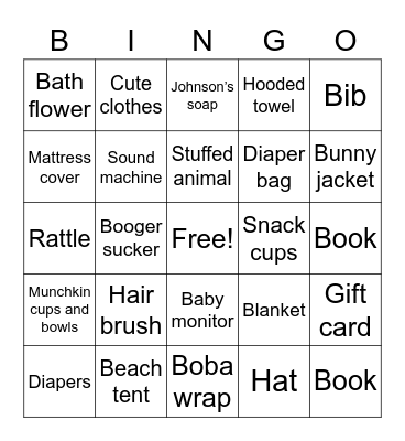 Baby shower BINGO! Bingo Card
