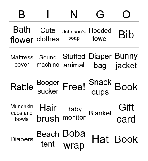 Baby shower BINGO! Bingo Card