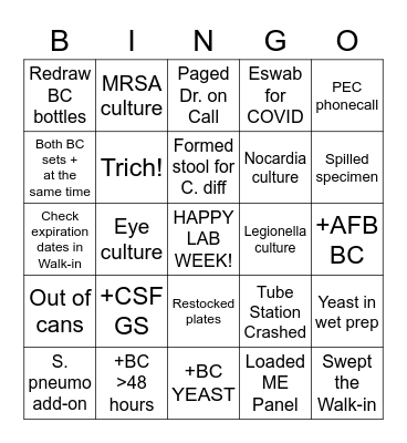 MICRO LAB WEEK 2021 Bingo Card