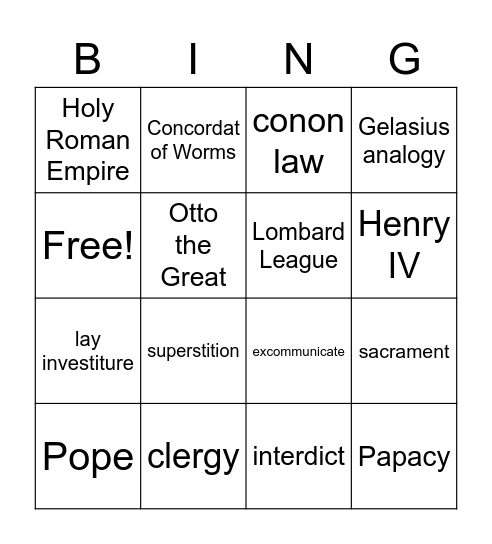 The Power of the Church Bingo Card