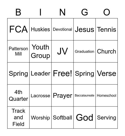 TGIF!! Bingo Card