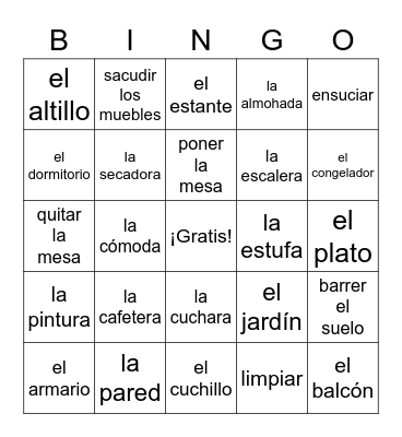 Descubre 2 Leccion 3 La Vivienda Bingo Card